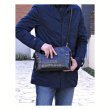画像4: [COXSWAIN] メンズ クラッチバッグ ストラップ付き クロコエンボスド レザー ブラック CW1605CS BLACK 日本製 (4)