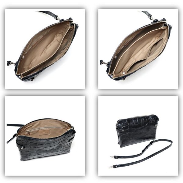 画像10: [COXSWAIN] メンズ クラッチバッグ ストラップ付き クロコエンボスド レザー ブラック CW1605CS BLACK 日本製 (10)