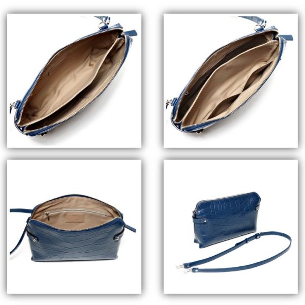 画像9: [COXSWAIN] メンズ クラッチバッグ ストラップ付き クロコエンボスド レザー ネイビー CW1605CS NAVY 日本製 (9)