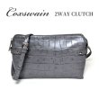 画像1: [COXSWAIN] メンズ クラッチバッグ ストラップ付き クロコエンボスド レザー グレー CW1605CS GRAY 日本製 (1)
