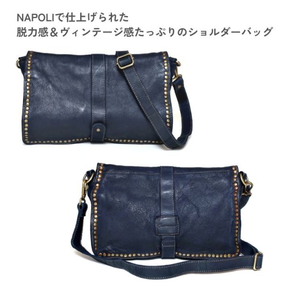 画像3: [COXSWAIN] ナポリで仕上げられた ヴィンテージ ショルダーバッグ イタリア製 ネイビー 紺 CW5871CIVICO93BLU (3)