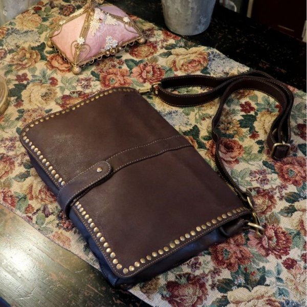 画像2: [COXSWAIN] ナポリで仕上げられた ヴィンテージ ショルダーバッグ イタリア製 ダークブラウン CW5871CIVICO93MORO (2)