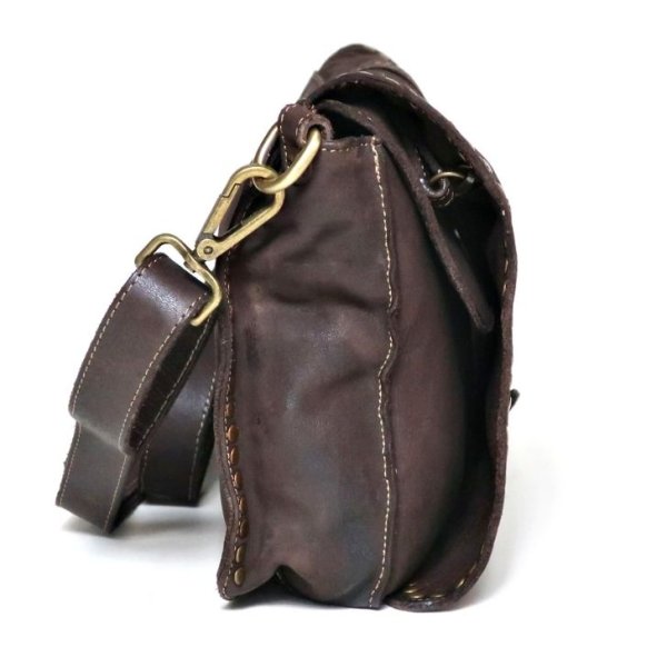 画像7: [COXSWAIN] ナポリで仕上げられた ヴィンテージ ショルダーバッグ イタリア製 ダークブラウン CW5871CIVICO93MORO (7)