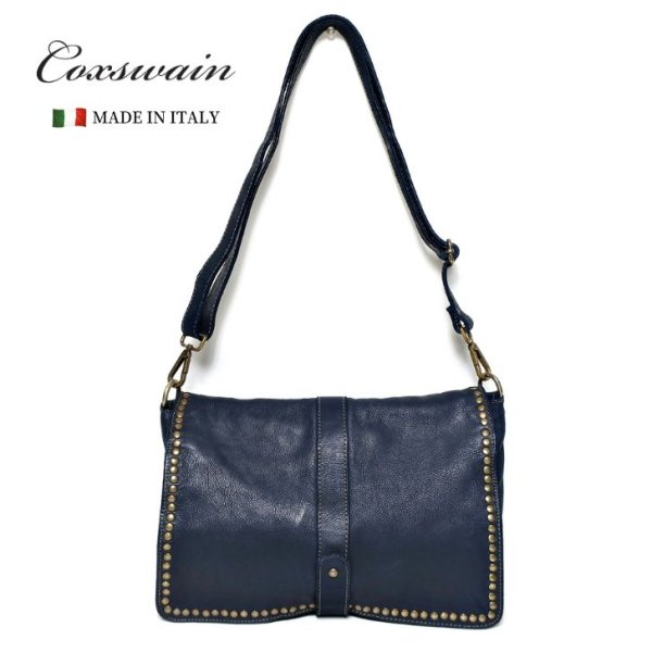 画像1: [COXSWAIN] ナポリで仕上げられた ヴィンテージ ショルダーバッグ イタリア製 ネイビー 紺 CW5871CIVICO93BLU (1)