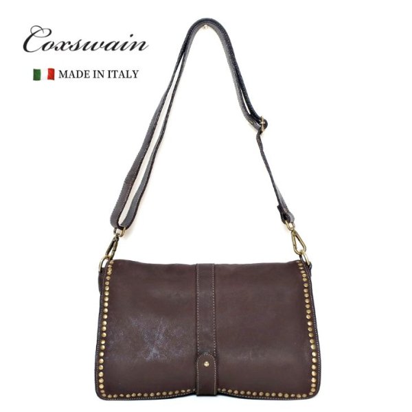 画像1: [COXSWAIN] ナポリで仕上げられた ヴィンテージ ショルダーバッグ イタリア製 ダークブラウン CW5871CIVICO93MORO (1)